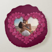 2. Hochzeit Jubiläum rotes Herz Rundes Kissen (Rückseite)