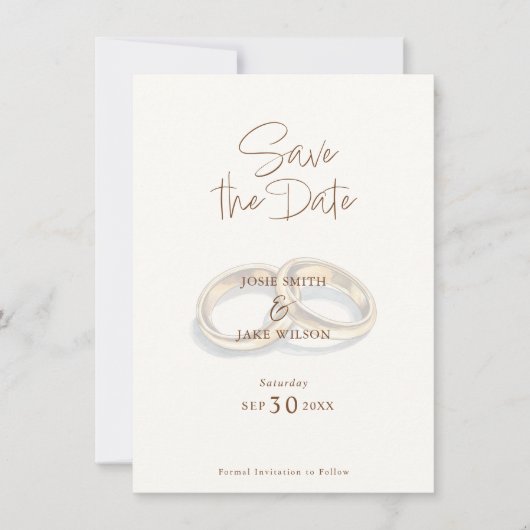 2 Hochzeitsringe rustikale Wasserfarbe Save the Da Save The Date (Vorderseite)