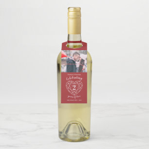 2. Hochzeitstag Foto mit rotem Herz Flaschenanhänger