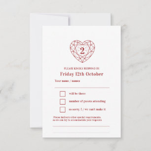 2. Hochzeitstag Granat Herz Antwort RSVP