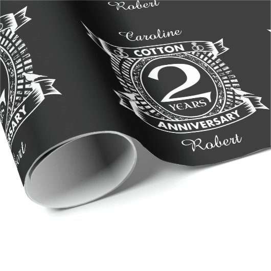 2. Hochzeitstag Not leidendes Wappen Geschenkpapier (Rolleneckpunkt)