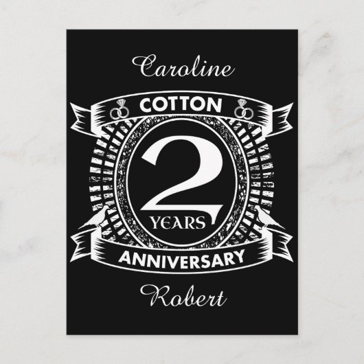 2. Hochzeitstag Not leidendes Wappen Postkarte (Vorderseite)