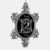 2. Hochzeitstag Not leidendes Wappen Schneeflocken Zinn-Ornament (Links)