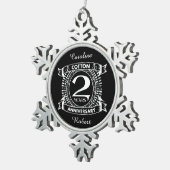 2. Hochzeitstag Not leidendes Wappen Schneeflocken Zinn-Ornament (Rechts)