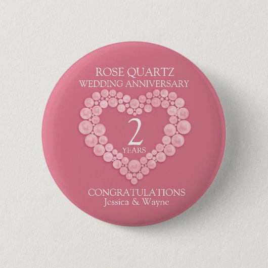 2. Hochzeitstag Rose Quarz Foto Button (Vorderseite)