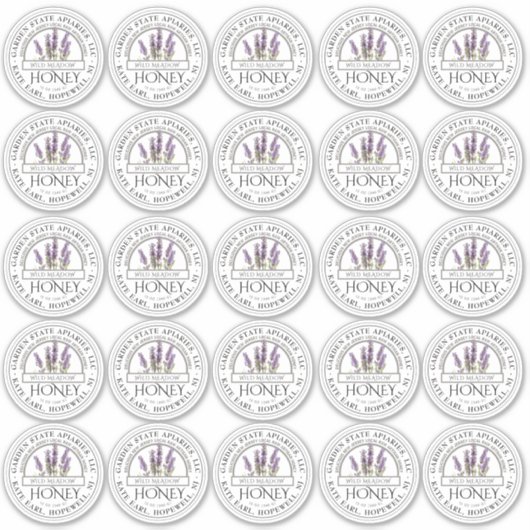 2" Honiglabel mit Staat Name und Lavendel-Blume Aufkleber (Vorderseite)