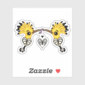 2 Hoopoe-Vögel, die einen Wurm-Cartoon essen Aufkleber (Blatt)