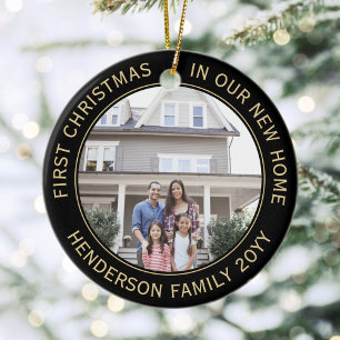 2 House Bilder Erste Weihnachten Neue Zuhause Blac Keramik Ornament