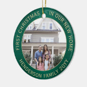 2 House Fotos 1. Weihnachten Neue Zuhause grün geb Keramik Ornament (Links)