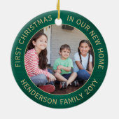 2 House Fotos 1. Weihnachten Neue Zuhause grün geb Keramik Ornament (Hinten)