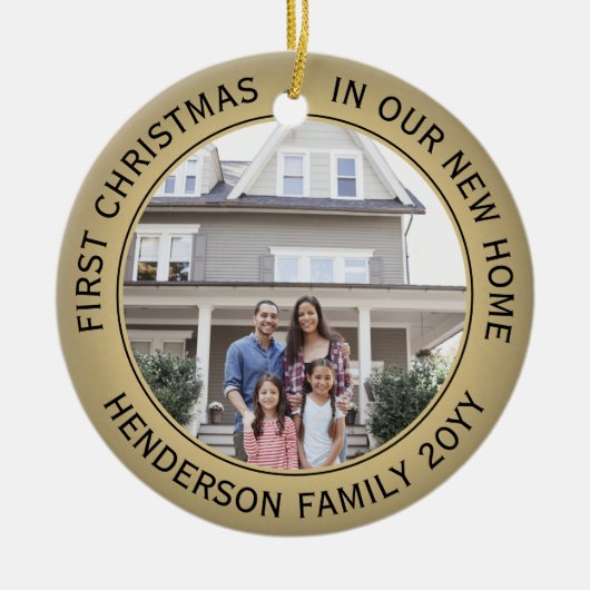 2 House Fotos Erste Weihnachten Neue Zuhause Imita Keramik Ornament (Vorne)