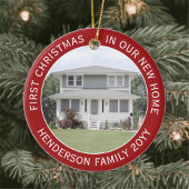 2 House Fotos Erste Weihnachten Neue Zuhause Rot u Keramik Ornament