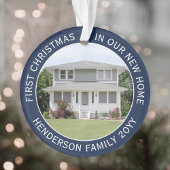 2 House Pictures First Xmas New Zuhause Navy & Whi Ornament