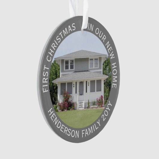 2 House Pictures First Xmas New Zuhause Simple Gra Ornament (Vorderseite)