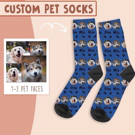 2 Hunde 2 Bezeichnungen Personalisiertes Hunde-Fot Socken