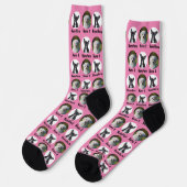 2 Hunde 2 Namen Personalisiert Hunde Foto Rosa Socken (Linkes Detail)