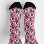 2 Hunde 2 Namen Personalisiert Hunde Foto Rosa Socken (Oben)
