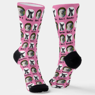 2 Hunde 2 Namen Personalisiert Hunde Foto Rosa Socken