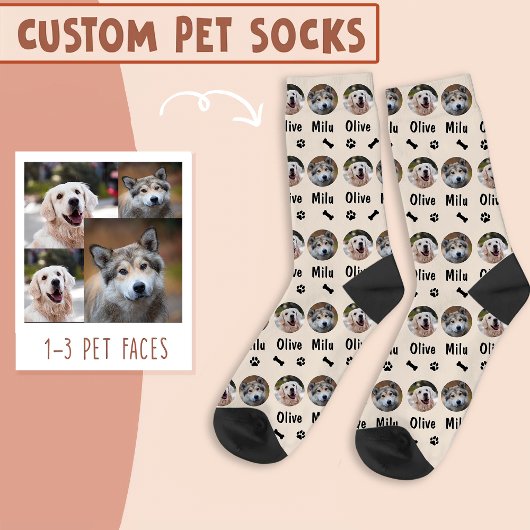 2 Hunde 2 Namen Personalisiertes Hunde-Foto auf El Socken