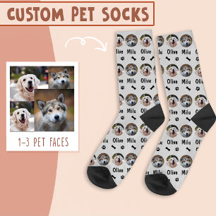 2 Hunde 2 Namen Personalisiertes Hunde-Foto auf Gr Socken