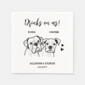 2 Hunde Doodle Zeichnend Getränke auf uns Hochzeit Serviette (Vorderseite)