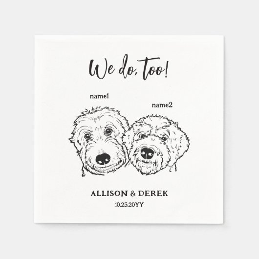 2 Hunde Doodle Zeichnend Wir tun zu Hochzeit Serviette (Vorderseite)