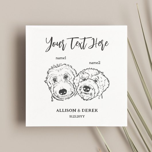 2 Hunde Doodle Zeichnend Wir tun zu Hochzeit Serviette