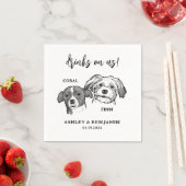 2 Hunde gegenüber Sketch Pet Drinks bei uns Hochze Serviette (Beispiel)