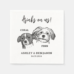 2 Hunde gegenüber Sketch Pet Drinks bei uns Hochze Serviette
