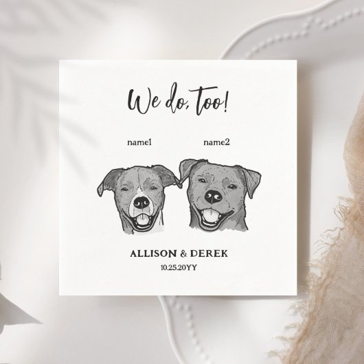 2 Hunde Gesicht wir tun zu Hochzeit Serviette