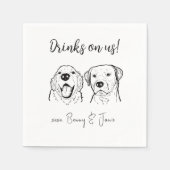2 Hunde Golden Retriever Drinks bei uns Hunde Hoch Serviette (Vorderseite)