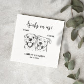 2 Hunde Haustiere Kunstgetränke bei Hochzeit Serviette