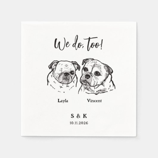 2 Hunde Hochzeit Serviette (Vorderseite)