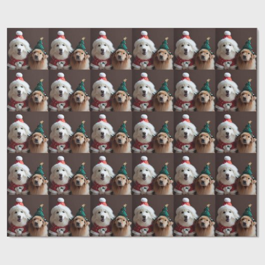 2 Hunde in Weihnachtskostümen Geschenkpapier (Flach)