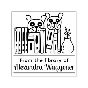2 Hunde verstecken sich hinter Büchern "aus der Bi Permastempel