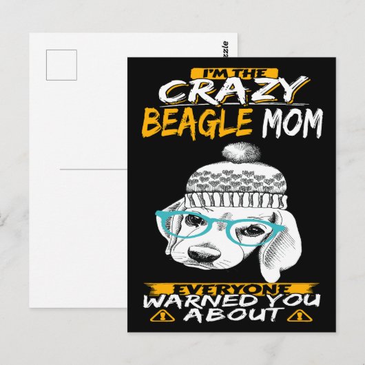 2 Ich bin die Crazy Beagle Mama Postkarte (Vorne/Hinten)