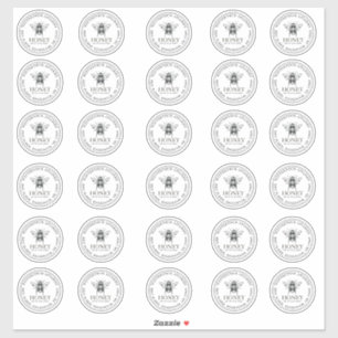 2" Ihr Name hier Editable White Honey Jar Bee Aufkleber