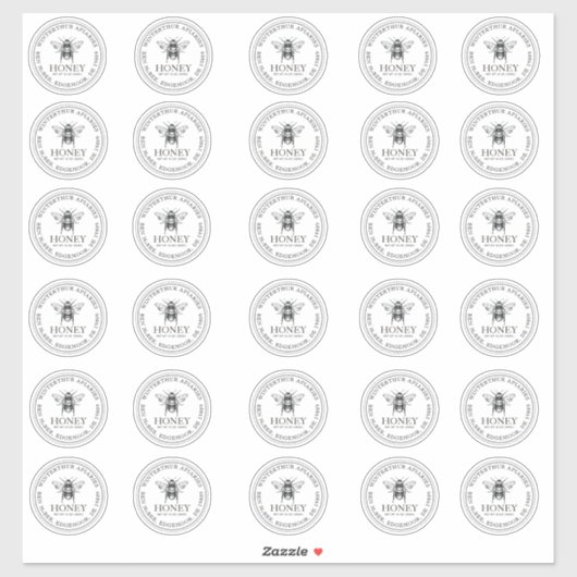 2" Ihr Name hier Editable White Honey Jar Bee Aufkleber (Blatt)