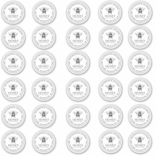 2" Ihr Name hier Editable White Honey Jar Bee Aufkleber (Vorderseite)