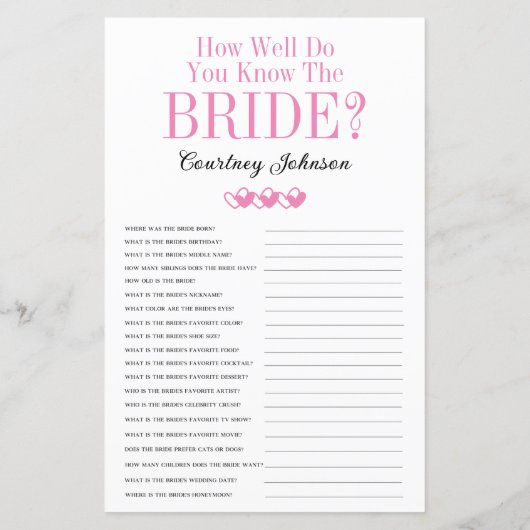 2 in 1 Brautparty Games (Rückseite)