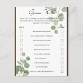2 in 1 Brautparty Games Begleitkarte (Rückseite)