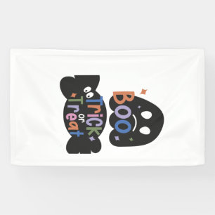 2 in 1 Halloween-Aufkleber Boo und Süßes oder Saur Banner