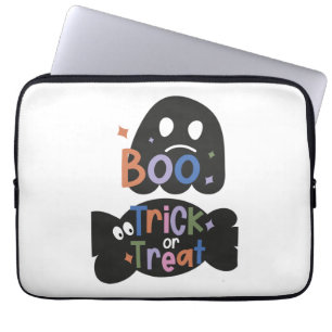 2 in 1 Halloween-Aufkleber Boo und Süßes oder Saur Laptopschutzhülle