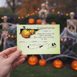 2-in-1 Vintages Halloween-Party Einladung & Postkarte