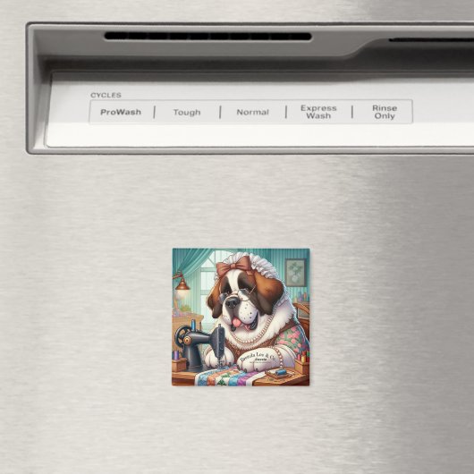 2" Inch quadratischer Magnet w. Saint Bernard art (In Situ (Geschirrspüler))