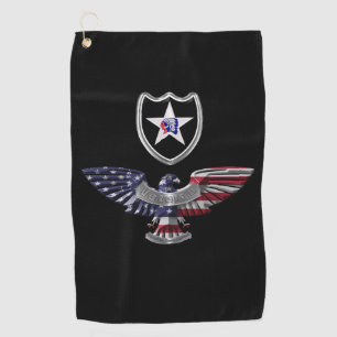 2. Infanterieabteilung "Indianhead Division" Adler Golfhandtuch
