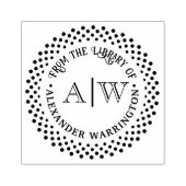 2 Initial Monogram Dotted Frame #3CA Library Book Gummistempel (Prägung)