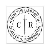 2 Initial Monogram Sword #1 Library Book Name Permastempel (Design)