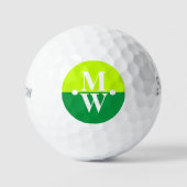 2-Initialen Vertikales Monogramm Modernes, 2-Tönig Golfball (Vorderseite)