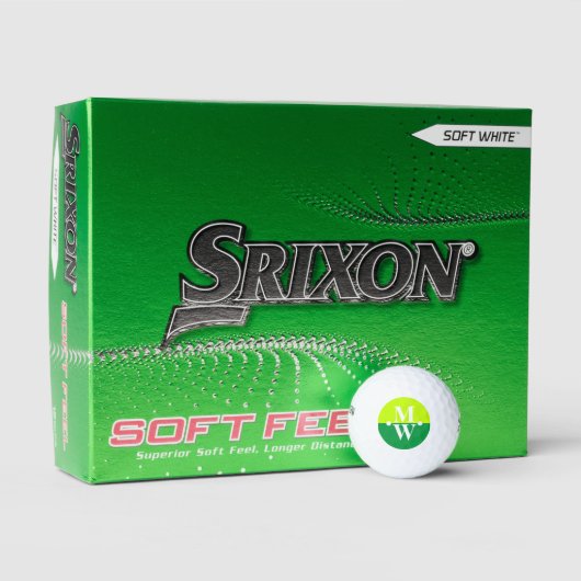 2-Initialen Vertikales Monogramm Modernes, 2-Tönig Golfball (Verpackung)